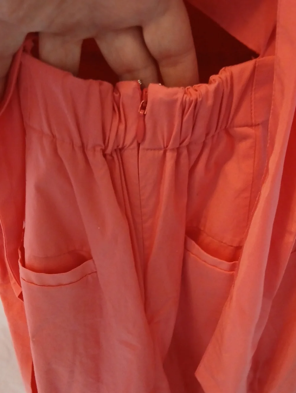 J. Crew Coral V-Neck Maxi Jumper , Open Back, Tie, Pockets